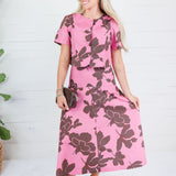 Sylvia Pink + Brown Abstract Skirt Entro