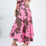 Sylvia Pink + Brown Abstract Skirt Entro