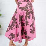 Sylvia Pink + Brown Abstract Skirt Entro