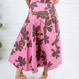 Sylvia Pink + Brown Abstract Skirt Entro