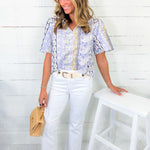 Tabitha Lilac Floral Embroidery Top VOY