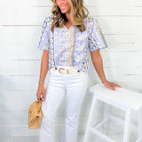 Tabitha Lilac Floral Embroidery Top VOY