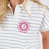Tailgate Grey Stripe Cap Sleeve Top Elle Grey