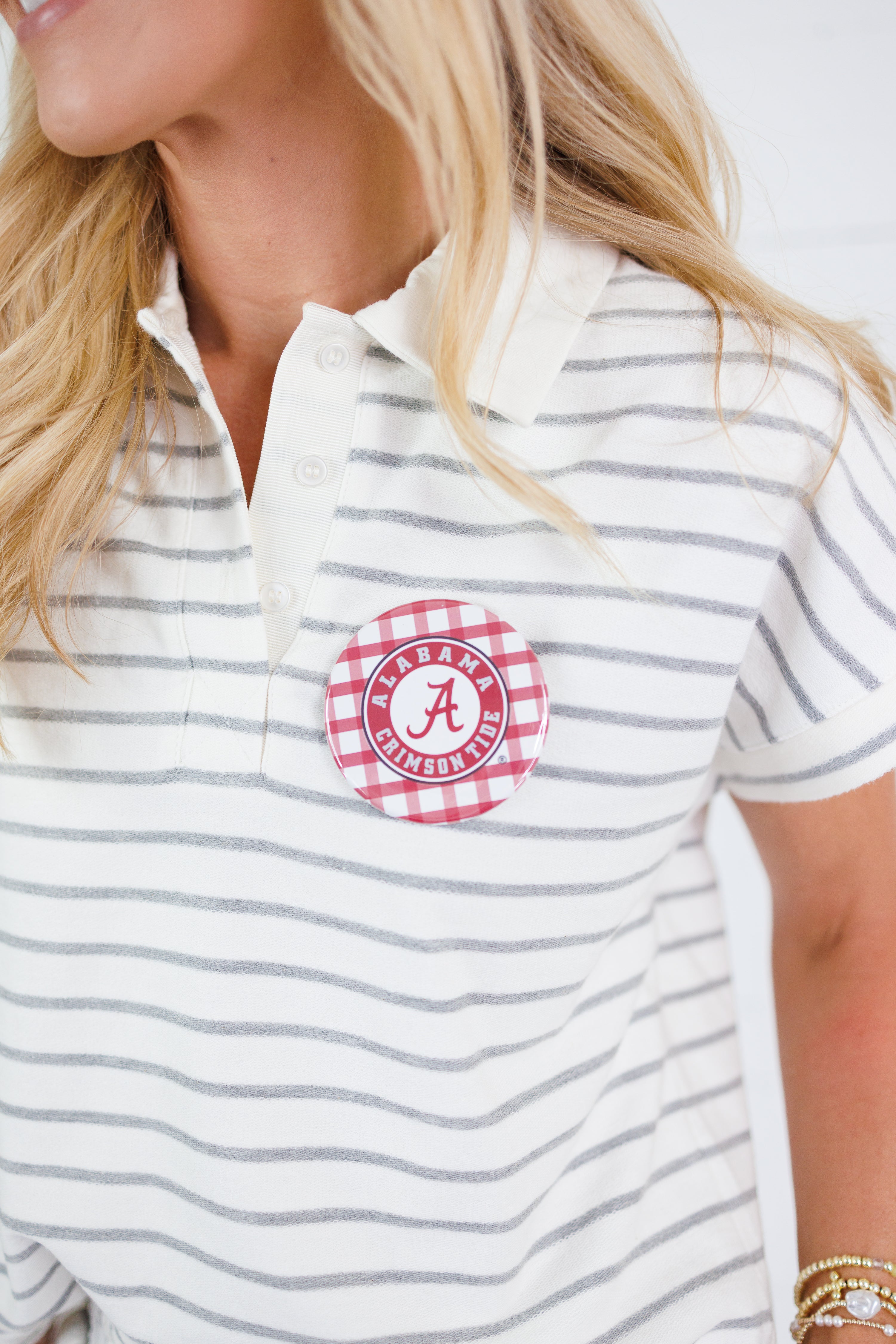 Tailgate Grey Stripe Cap Sleeve Top Elle Grey