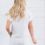Tailgate Grey Stripe Cap Sleeve Top Elle Grey