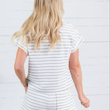 Tailgate Grey Stripe Cap Sleeve Top Elle Grey
