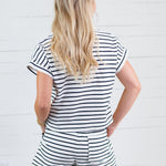 Tailgate Navy Stripe Cap Sleeve Top Elle Grey