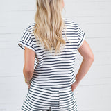 Tailgate Navy Stripe Cap Sleeve Top Elle Grey
