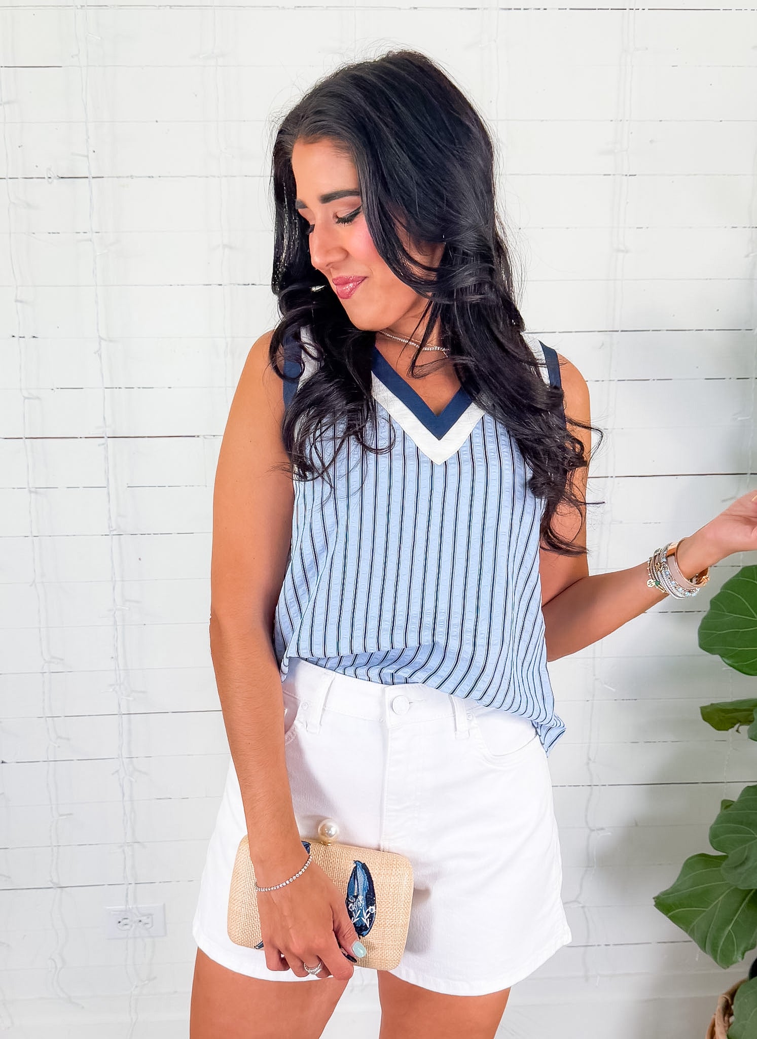 Talley Blue Stripe Sleeveless Top THML 