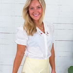 Tamara Strawberry Embellished Collar Top