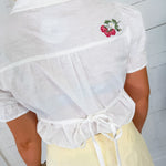 Tamara Strawberry Embellished Collar Top