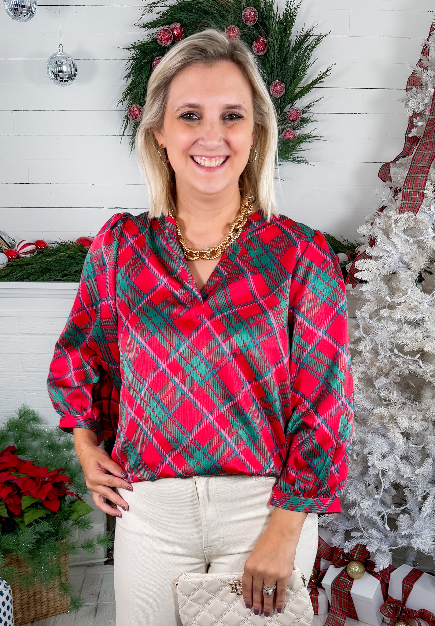 Tamryn Pink Plaid About You Top Mary Square