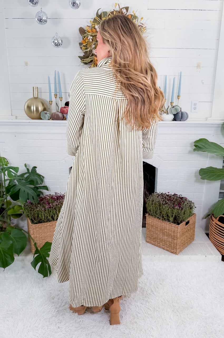 Tankersley Olive Stripe Maxi Dress Entro