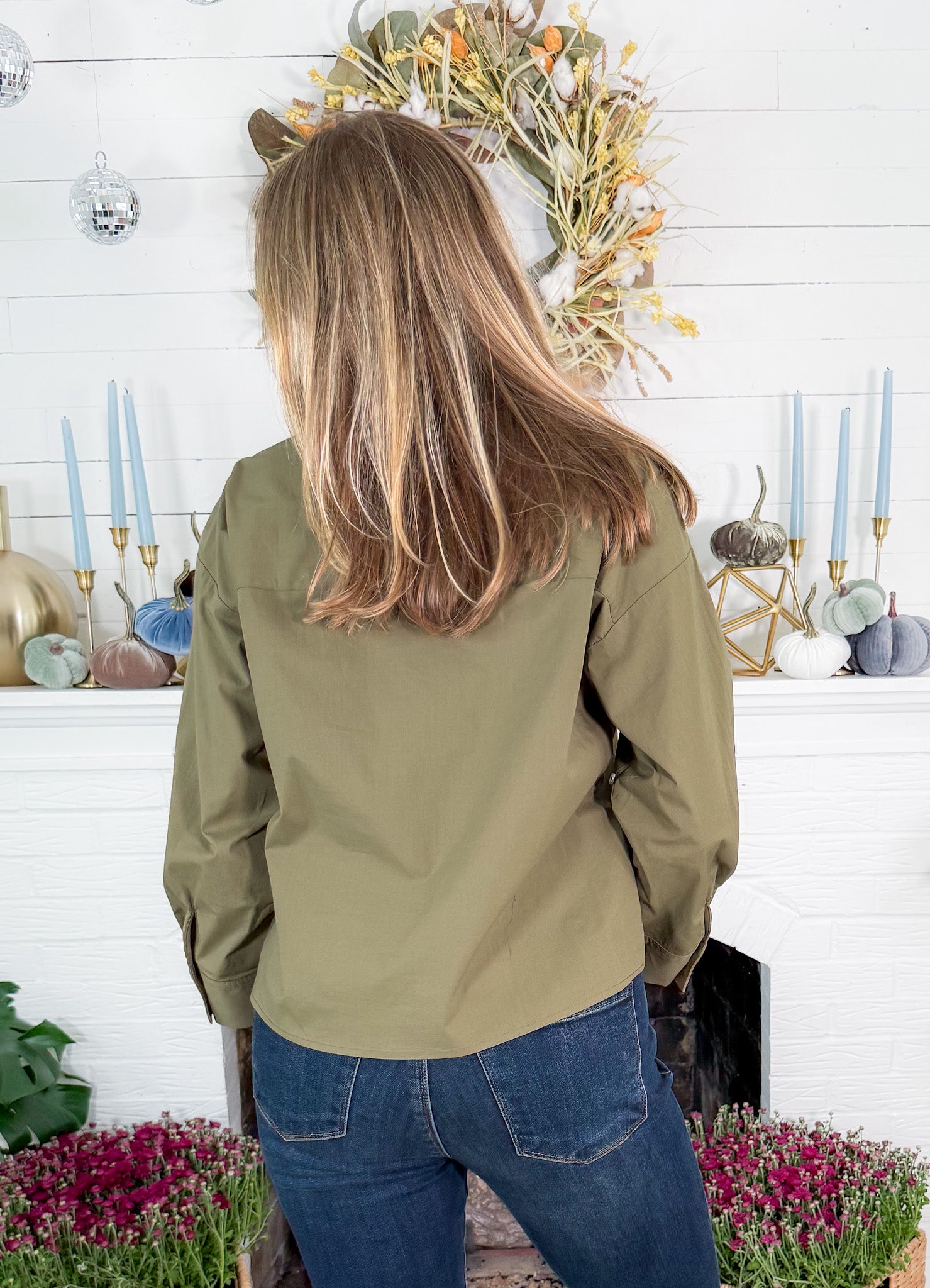 Tapas Olive Button Front Top