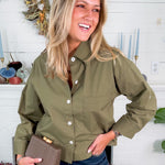 Tapas Olive Button Front Top