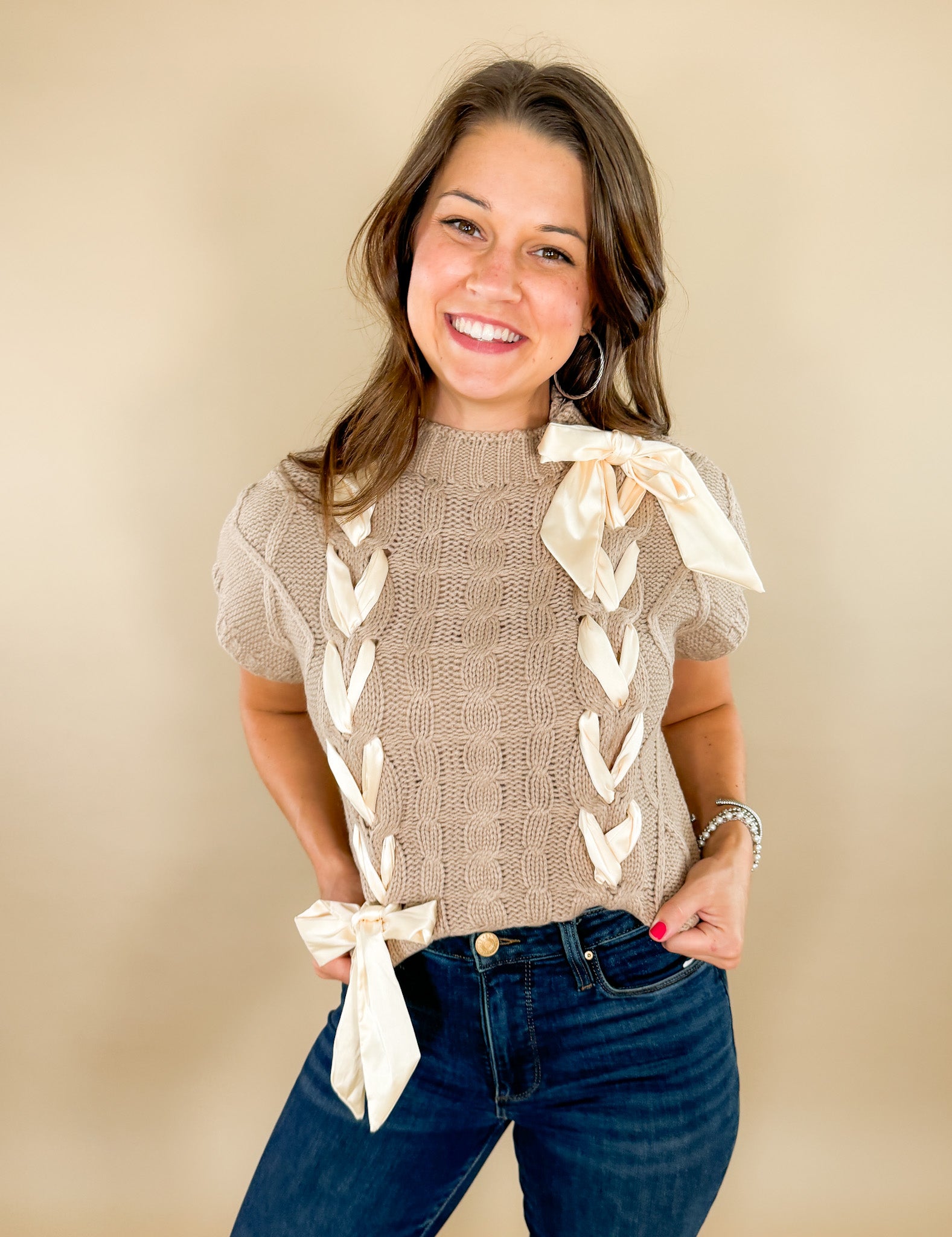 Taupe_Satin_Bow_Cable_Knit_Sweater