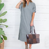 Taya Woven Bitter Chocolate + Patent Tote Bag