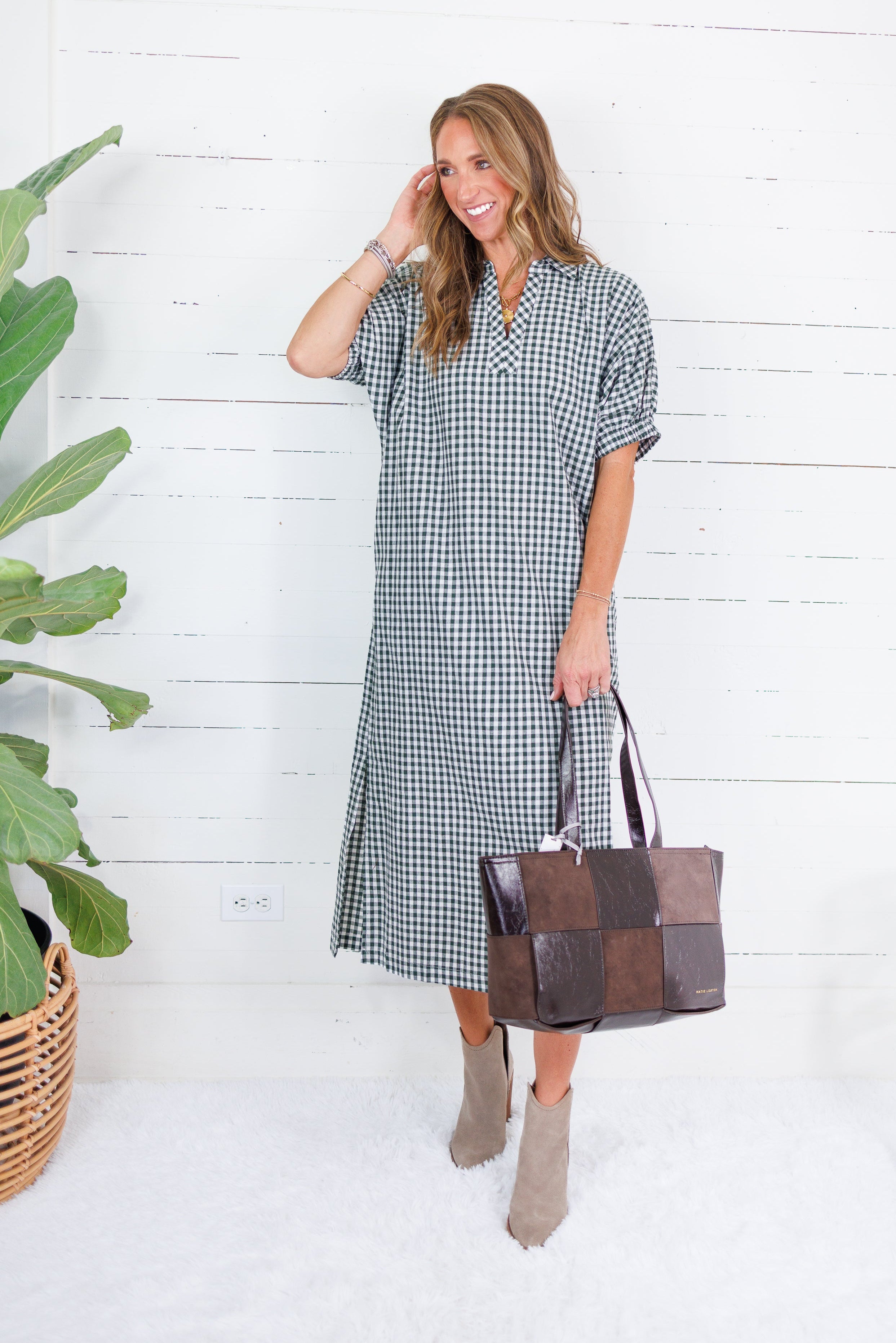 Taya Woven Bitter Chocolate + Patent Tote Bag