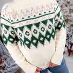 Telluride Cream + Forest FairIsle Chunky Sweater Staccato