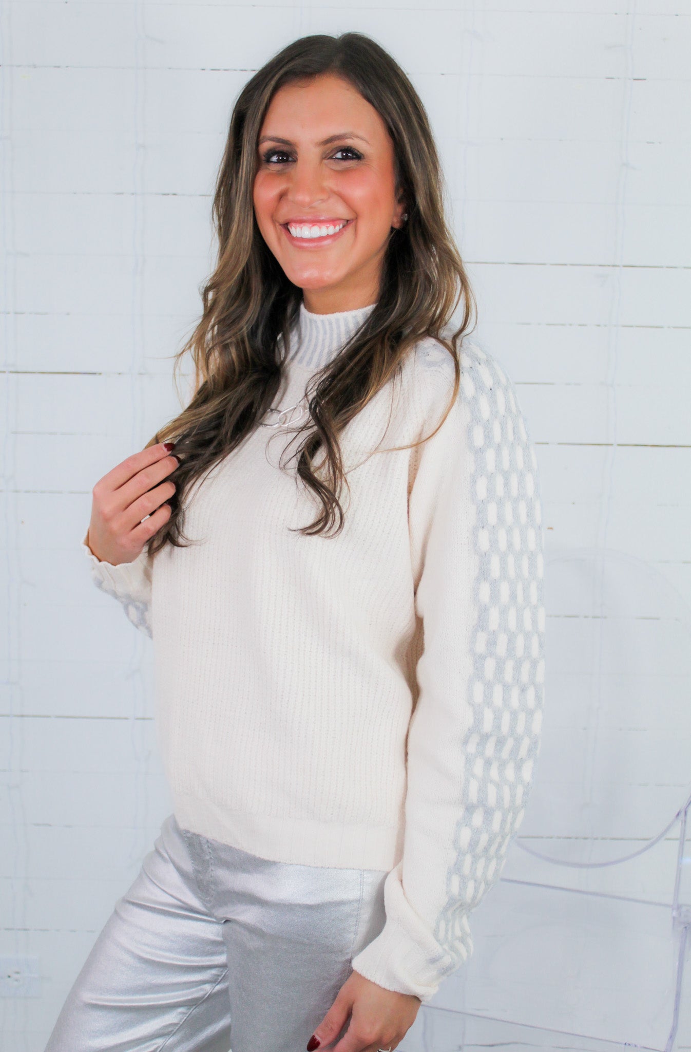 Telluride Ivory + Heather Grey Sweater PINCH