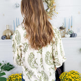 Temple Olive Balloon Sleeve Top