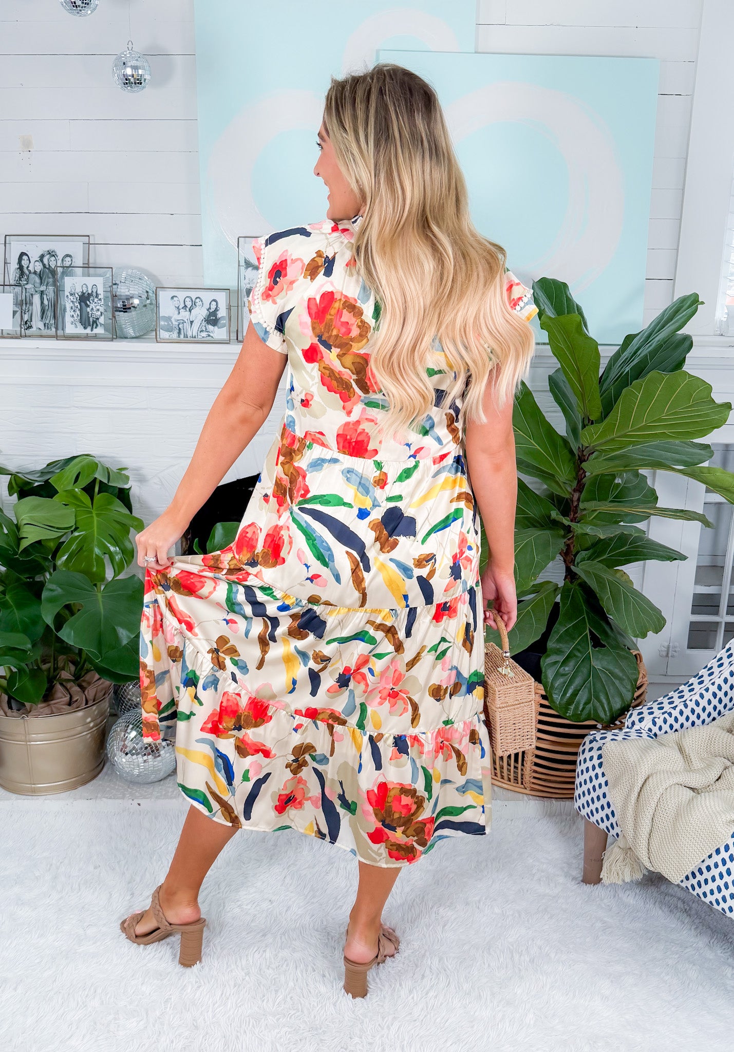 Tena Floral Flutter Sleeve Dress THML