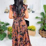 Terrell Black Leaf Tiered Maxi Dress Pinch