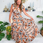 Terrell Collared Rust + Black Maxi Dress Pinch