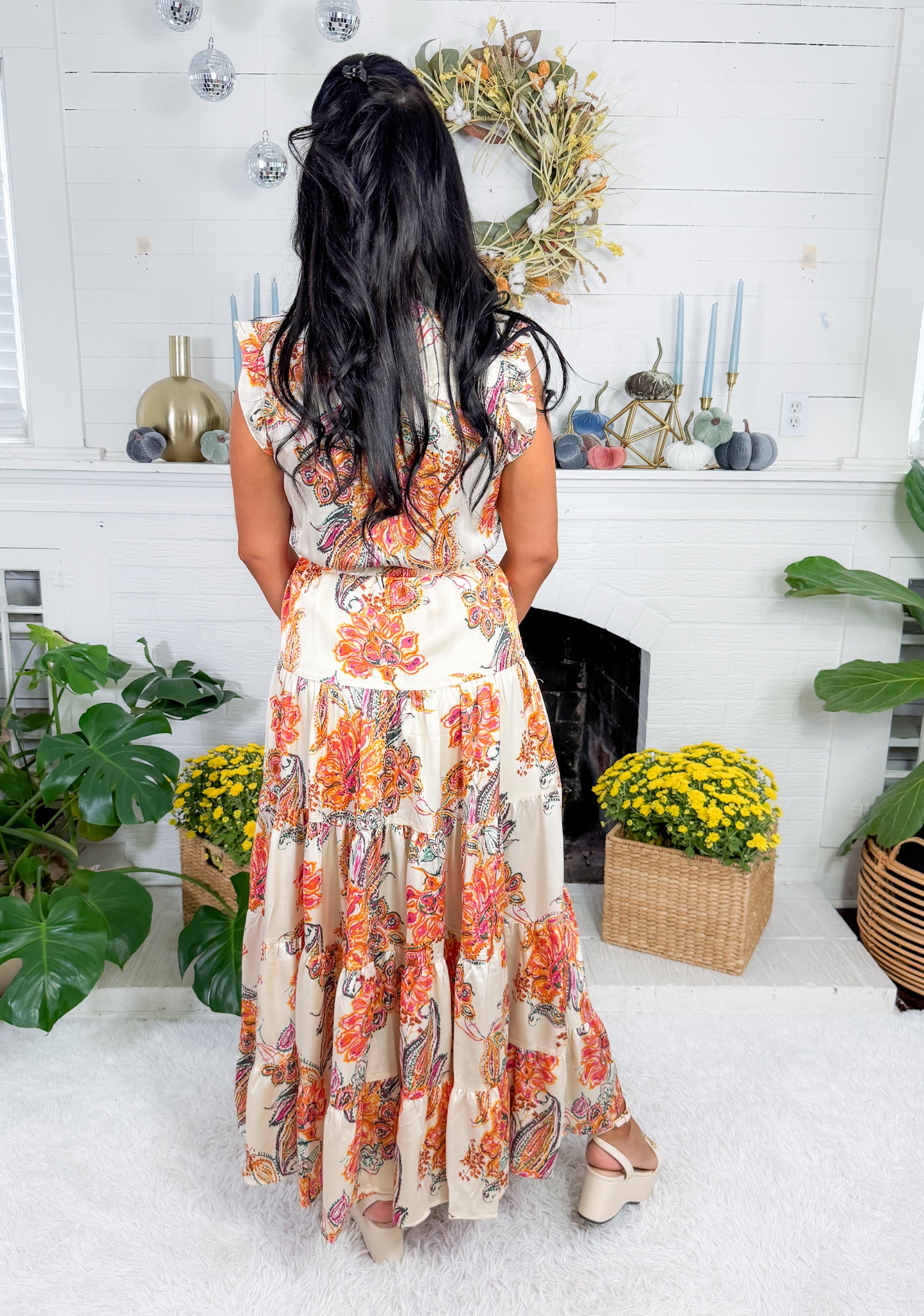 Terrell Cream Floral Tiered Maxi Dress Pinch