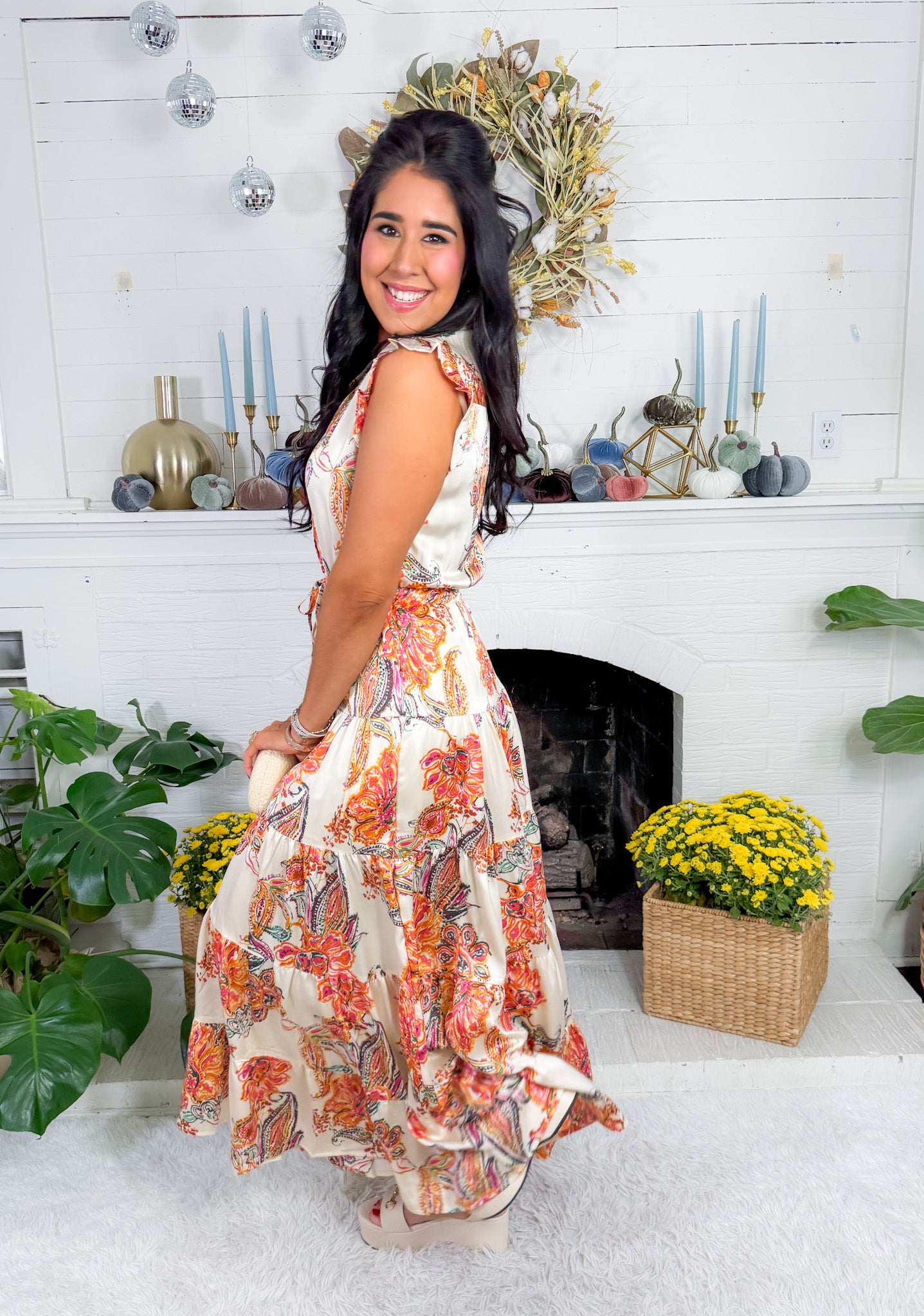 Terrell Cream Floral Tiered Maxi Dress Pinch