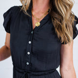 Terrell Black Tiered Satin Maxi Dress Pinch