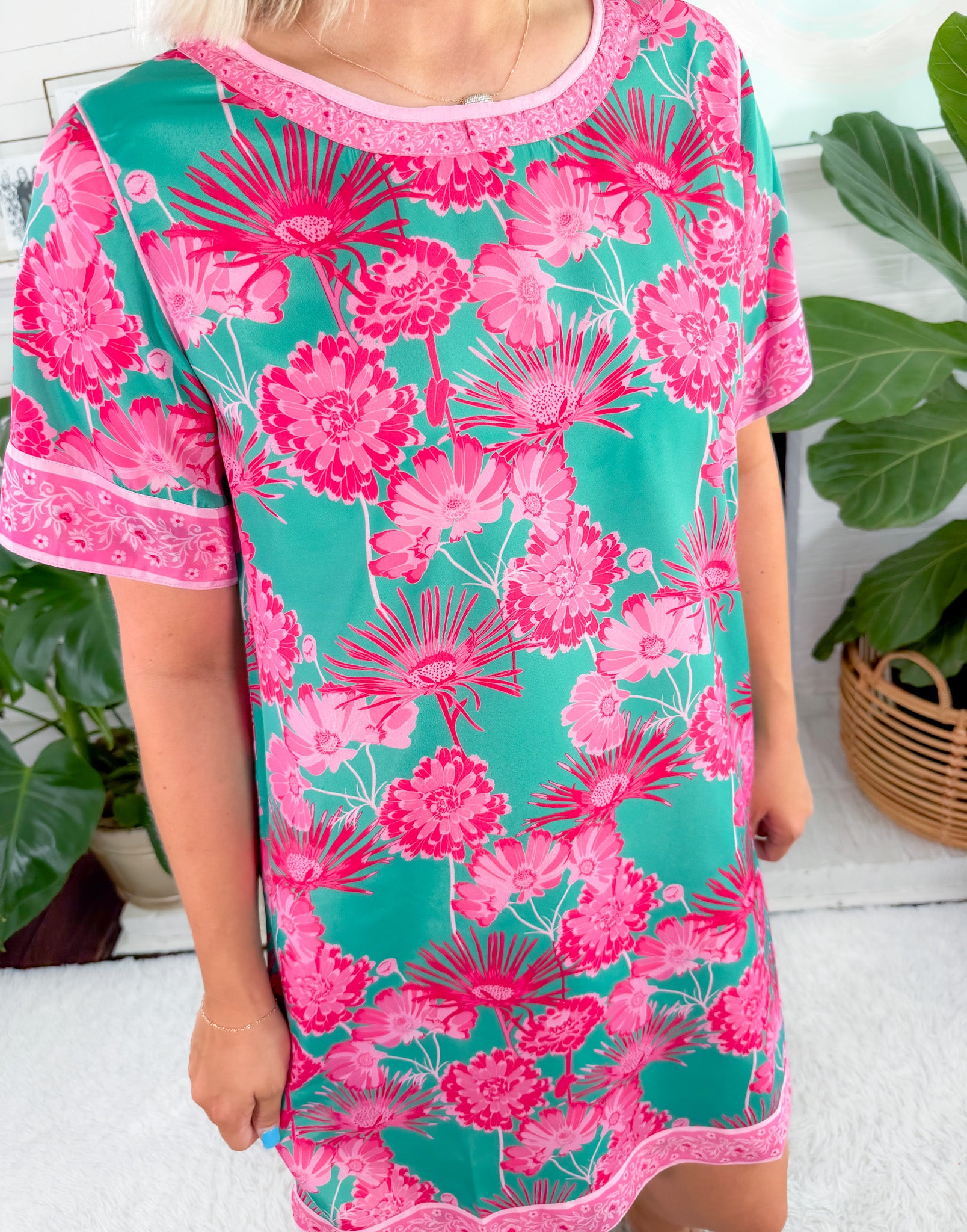Tess Plum + Teal Flower Mini Dress Elizabeth James the Label 