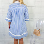 The Tides Celestial Blue Stripe Mini Dress Entro