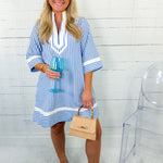 The Tides Celestial Blue Stripe Mini Dress Entro