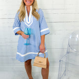 The Tides Celestial Blue Stripe Mini Dress Entro