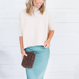 The Maple Beige Turtleneck Sweater Rain + Rose