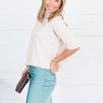 The Maple Beige Turtleneck Sweater Rain + Rose