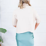The Maple Beige Turtleneck Sweater Rain + Rose