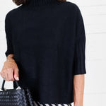 The Maple Black Turtleneck Sweater Rain + Rose