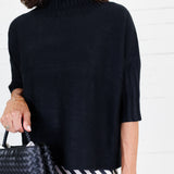 The Maple Black Turtleneck Sweater Rain + Rose