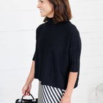 The Maple Black Turtleneck Sweater Rain + Rose