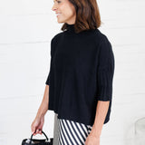 The Maple Black Turtleneck Sweater Rain + Rose