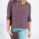 The Maple Chocolate Brown Turtleneck Sweater Rain + Rose