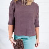 The Maple Chocolate Brown Turtleneck Sweater Rain + Rose