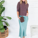 The Maple Chocolate Brown Turtleneck Sweater Rain + Rose