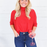 The Maple Crimson Turtleneck Sweater Rain + Rose