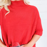 The Maple Crimson Turtleneck Sweater Rain + Rose