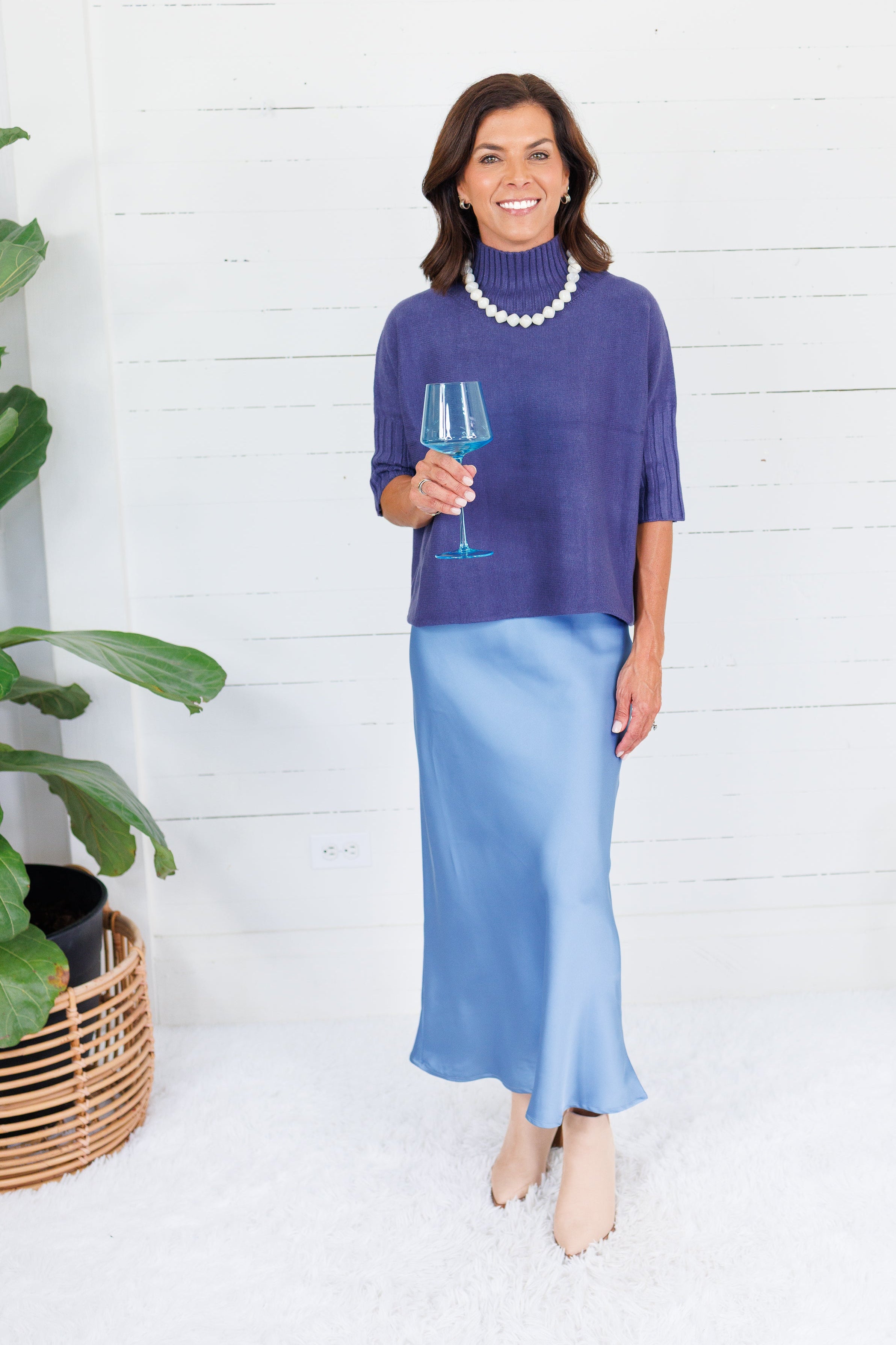 The Maple Crow Blue Turtleneck Sweater Rain + Rose