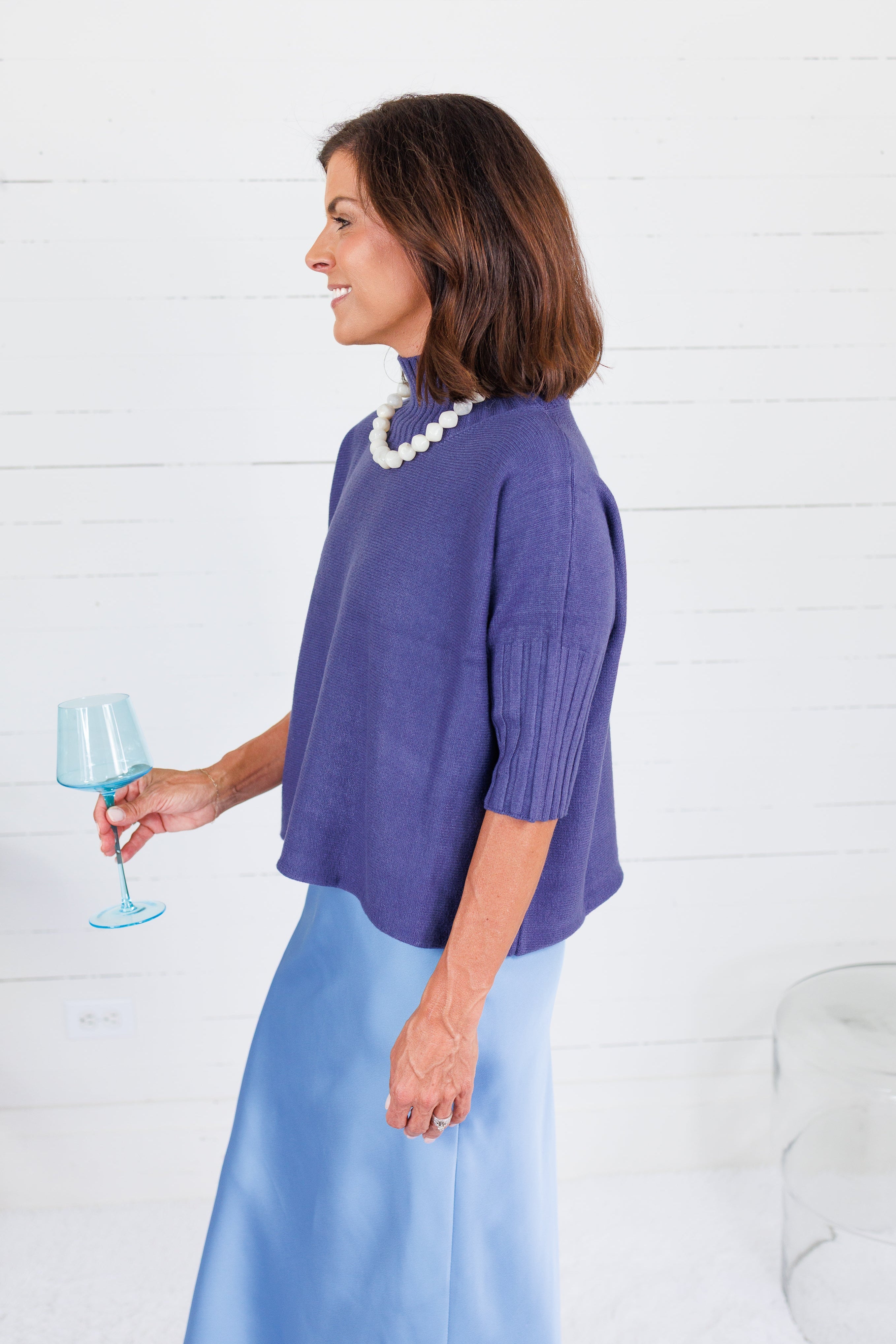 The Maple Crow Blue Turtleneck Sweater Rain + Rose