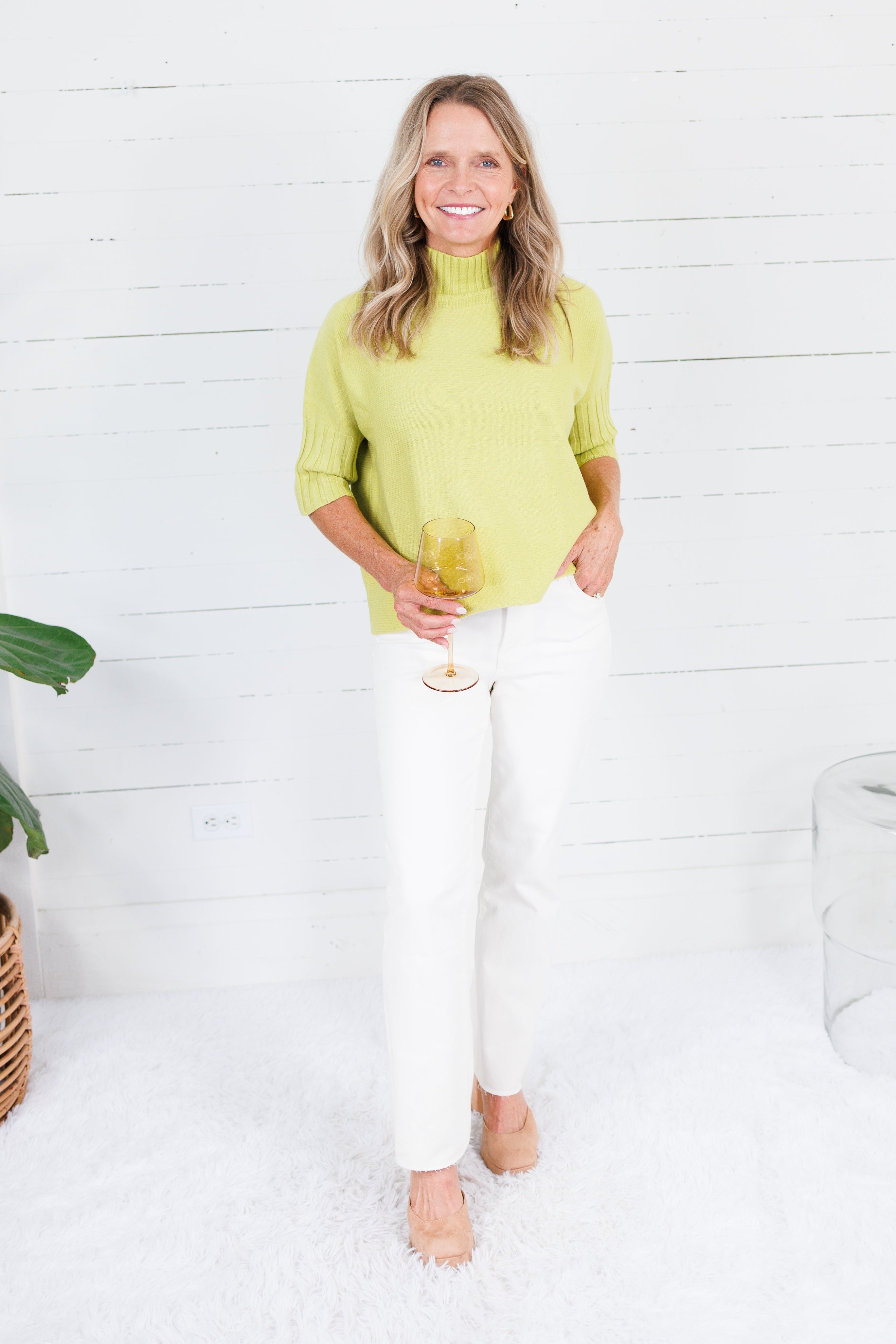The Maple Lime Turtleneck Sweater Rain + Rose
